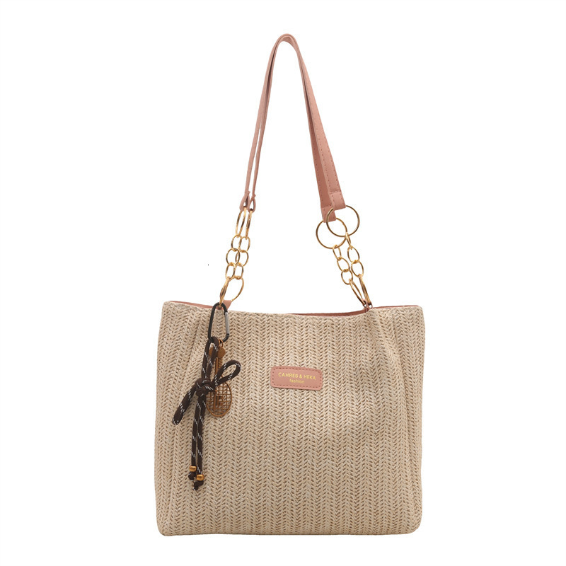 Large Capacity Tote Bag for Women 2025 Summer New Straw Woven Shoulder Bag Stylish and Elegant for Work Commute Handbag