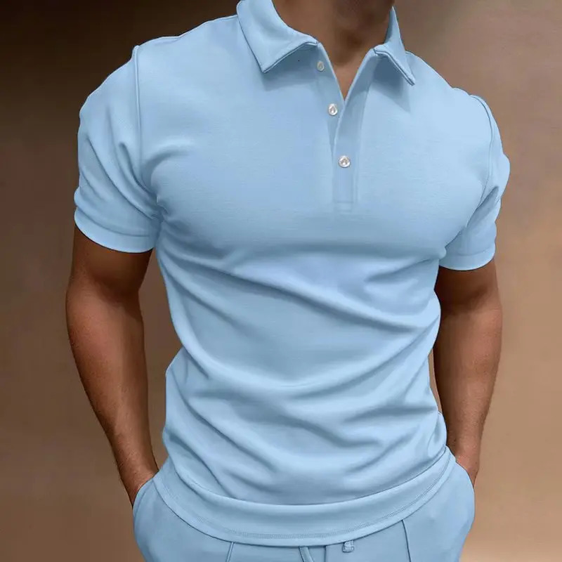Summer Mens Classic Street Style daily casual solid color lapel comfortable breathable short-sleeved POLO shirt 250529