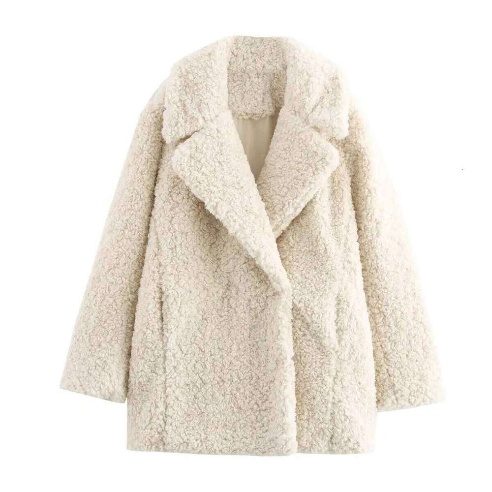 autumn new women's clothing style fashionable loose casual long sleeved artificial fur effect coat jacket