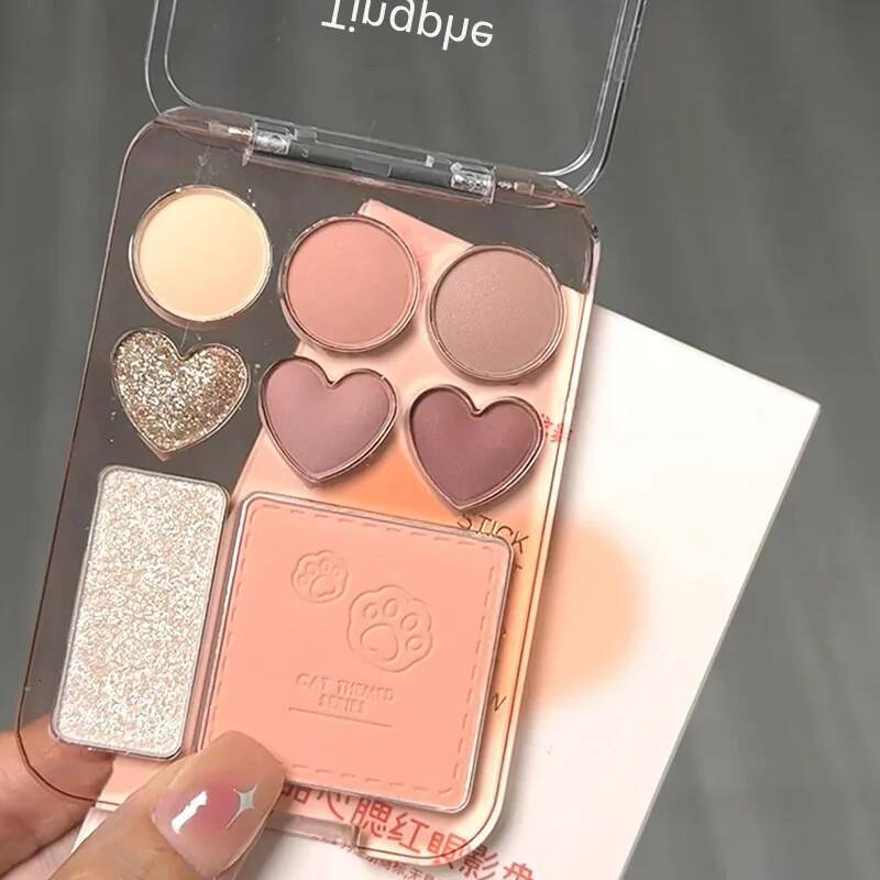 8-color Love Heart Palette Pearly Glitter Shiny Highlighter Shadow Shimmer Gray Pink Blush Eyeshadow Brighten Make Up