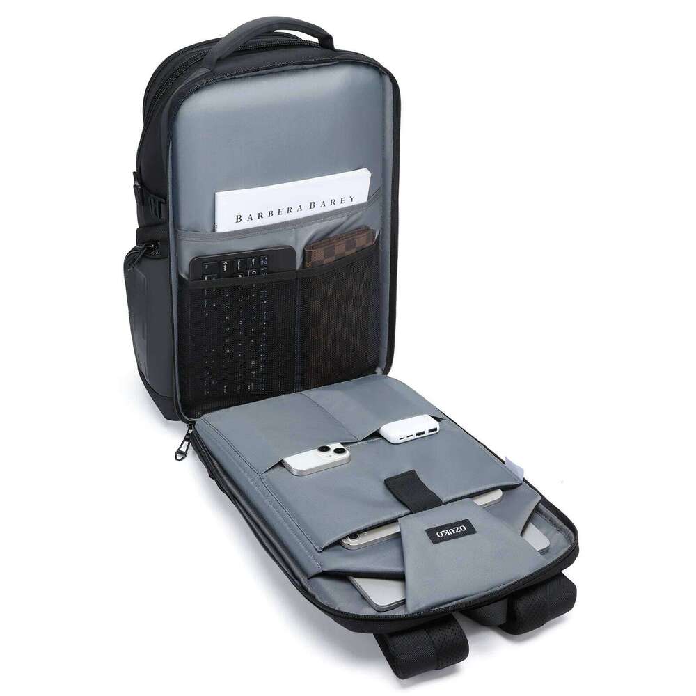 OZUKO Black Grey Men's Backpack Large Capacity 15.6 Inch Laptop Backpacks Male Handbag Rucksack Outdoor Bagpack Schoolbag