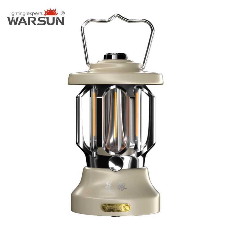 WARSUN CP19 Retro Barn Lantern - Hanging Outdoor Camping Light 600Lm Brightness IP44 Waterproof 30-Hour Runtime W250613