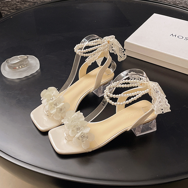 Ddmyoutdoor Women S Sandals Summer Ladies One Strap Rhinestone Fairy Style Niche Dress Shoes Evening Chunky Heel Fashion High Heels Outdoor Shoes