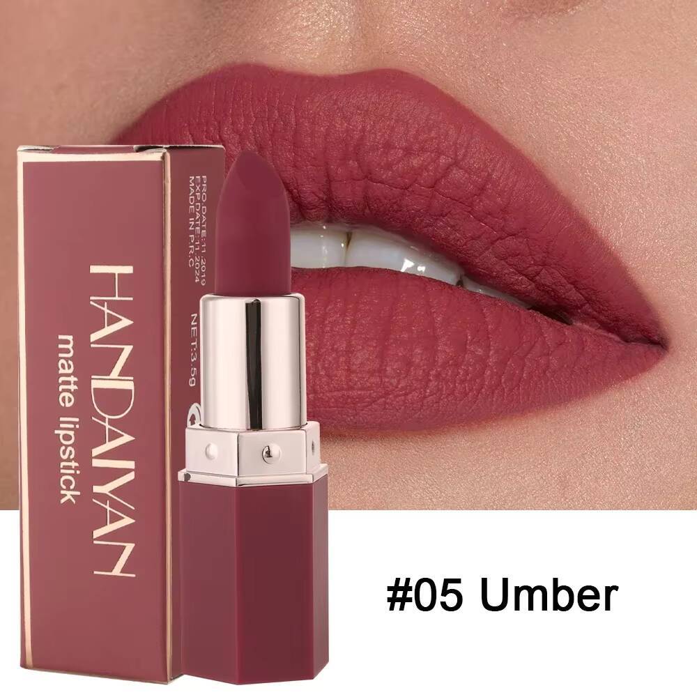 Waterproof Nude Matte Long Lasting Lip Stick Not Fading Sexy Red Pink Velvet Lipsticks Makeup Cosmetic Batom 6 Colors happy