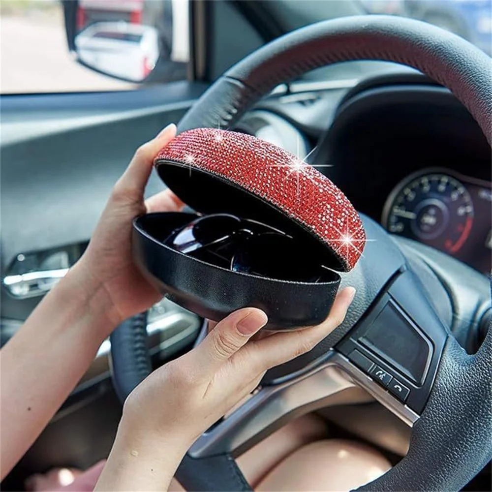 KLASSNUM Rhinestone Glitter Glasses Case Women Sparkling Sunglasses Box Bling Crystal Orgenizer Pressure Container In 250610