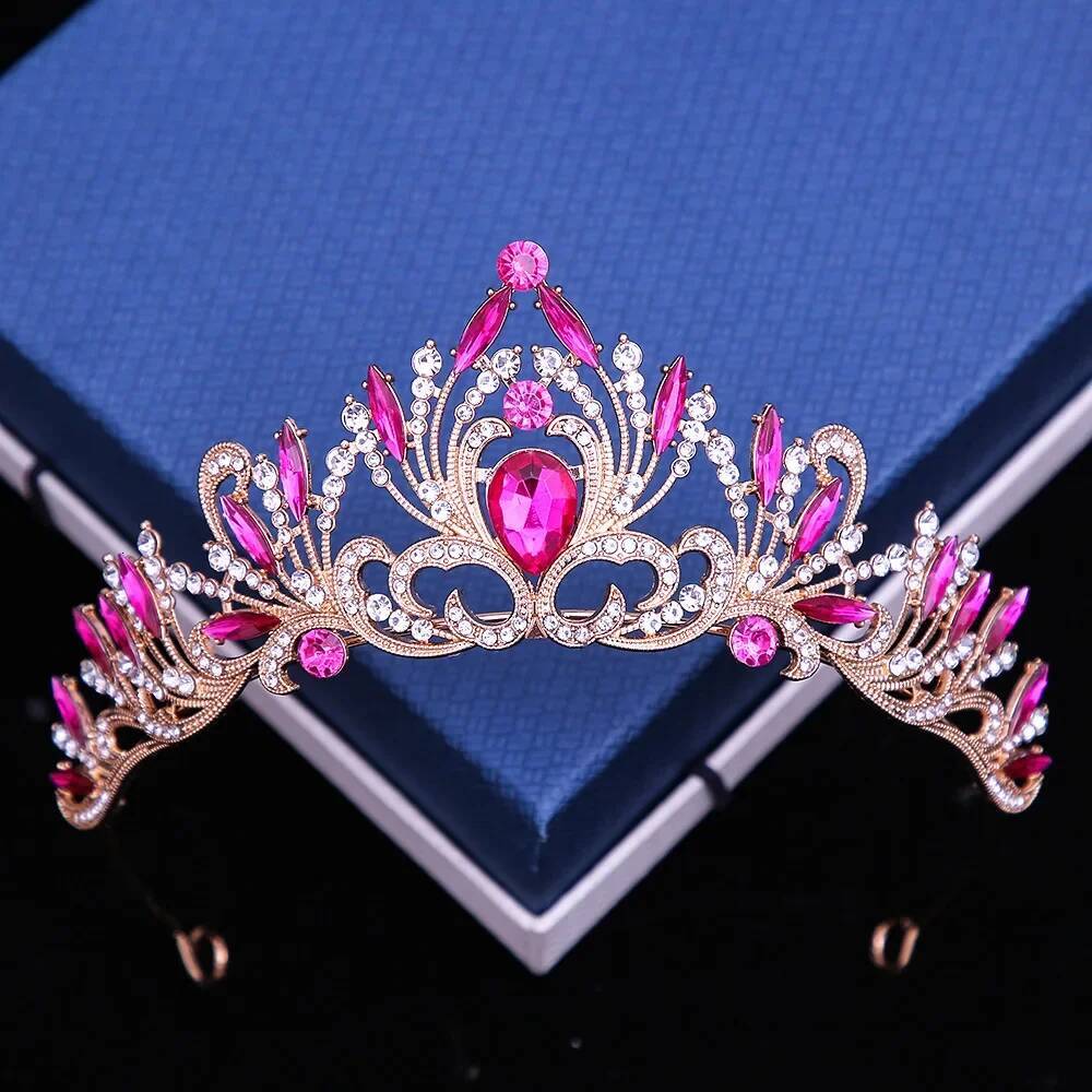 10 Colors Elegant Korean Girls Crystal Tiara For Women Party Wedding Princess Rhinestone Bridal Crown Hair Jewelry