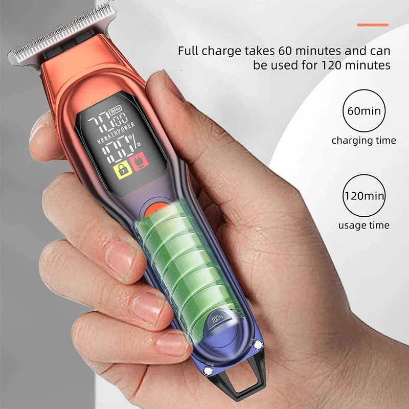 Rechargeable Professional Hair Clippers Digital Display Low Noise Hair Clippers with Auxiliary Light Hair Trimmer Kit 250612