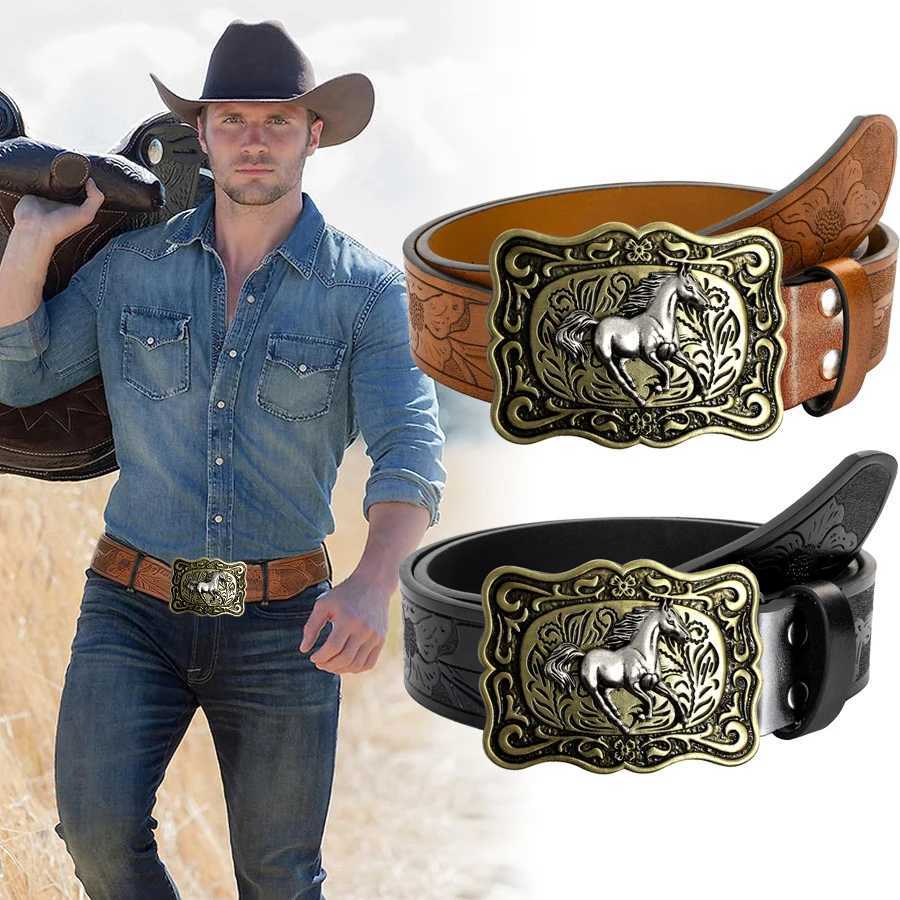Quality Mens Leather Belt Golf Belt with Rivet Buckle Vintage Fashion Style to Match with Jeans and Casual Trousers Suitable X250614
