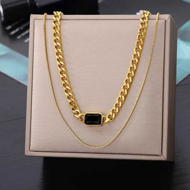 Stainless Steel Geometry Star Moon Pendant Multilayer Chain Choker Necklace For Women Wedding Accessories Dropshipping Z250614