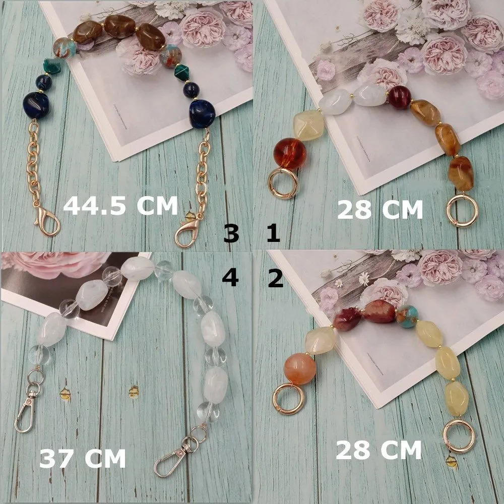 1Pcs Colorful Acrylic Handbag Strap Handle Bead Replaceable Resin Stone Wristlet Purse Bag Belt DIY Parts Accessories 250614
