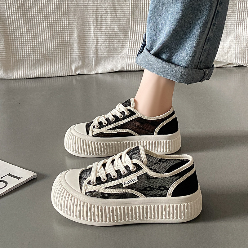 Ddmysports Summer New Breathable Chunky Sneakers Students Versatile Canvas Women Casual Ins Style Platform Shoes For Dt Outdoor Shoes