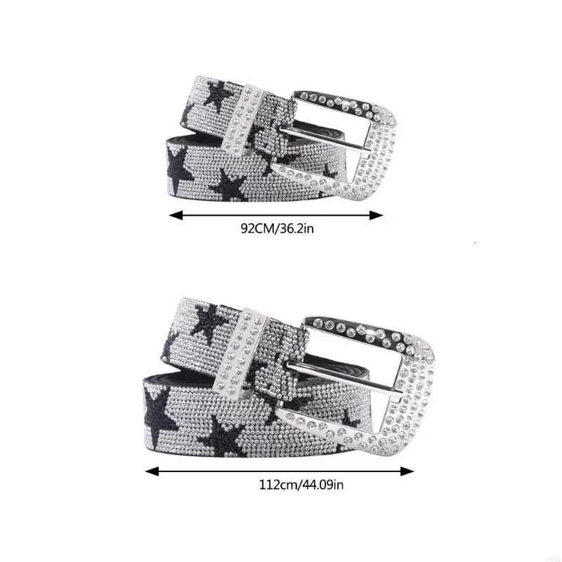 28GD Cool Gothic Waist Chain Casual Belt Studded Waist Ceinture Lady Glittered Belt 250610