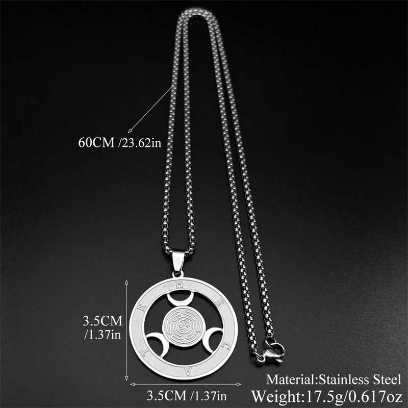 Wicca Triple Moon Goddess Hecate Wheel Stainless Steel Pendant Necklace Strophalos Hecate Magic Symbol Charm PIN Jewelry Gift Z250614