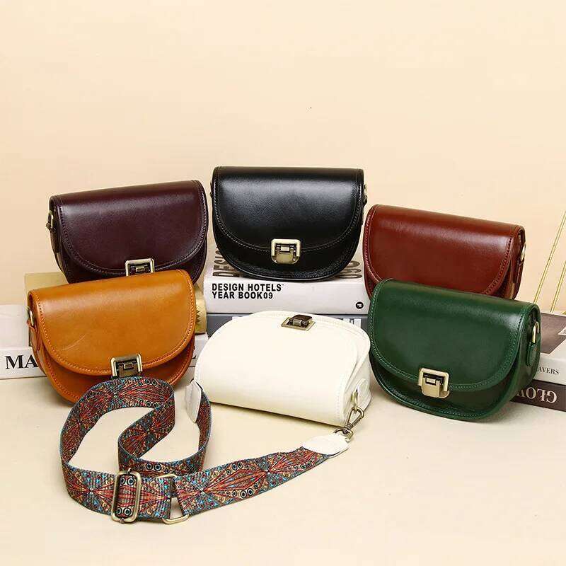 2023 New Style Real Women's Vegetable Tanned Genuine Cow Leather Single Shoulder Messenger Bag Lady Popular Purse