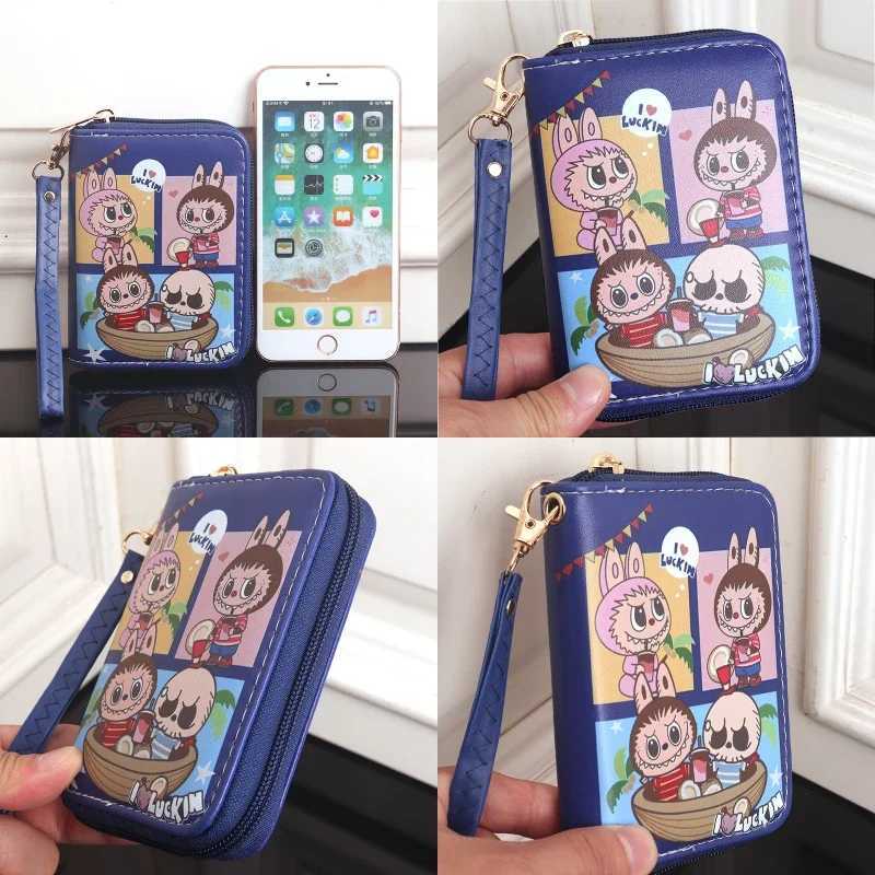 Labubu Mini Wallet Kawaii Zipper Coin Purse Waterproof Fashion Trend Accessories Portable Anime Printed Charm Money Bag Z250614