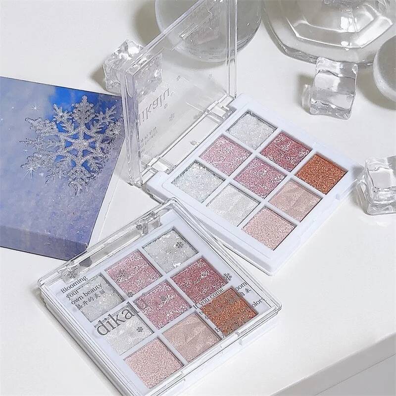 Snow Sequin 9-Color Glitter Snowflake Dia White Eye Shadow Korean Charming Contour Eyes Make Up Palette
