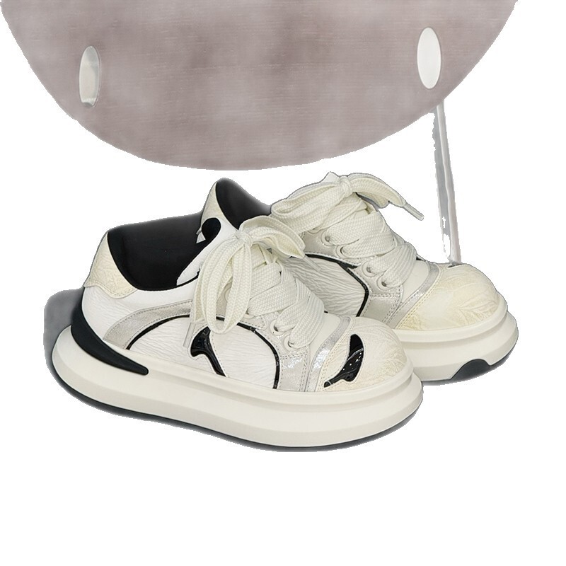 Ddmysports Spring Summer New Thick Soled Bread Sneakers Color Block Versatile Height Increasing Casual Sports Shoes Outdoor Shoes