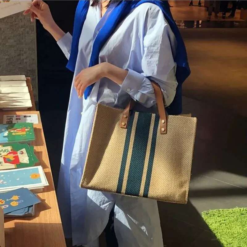 Designer Free Shipping New Totes Bag For Women Handheld Briefcase Stripe Single Shoulder Large Capacity Canvas Free shipping