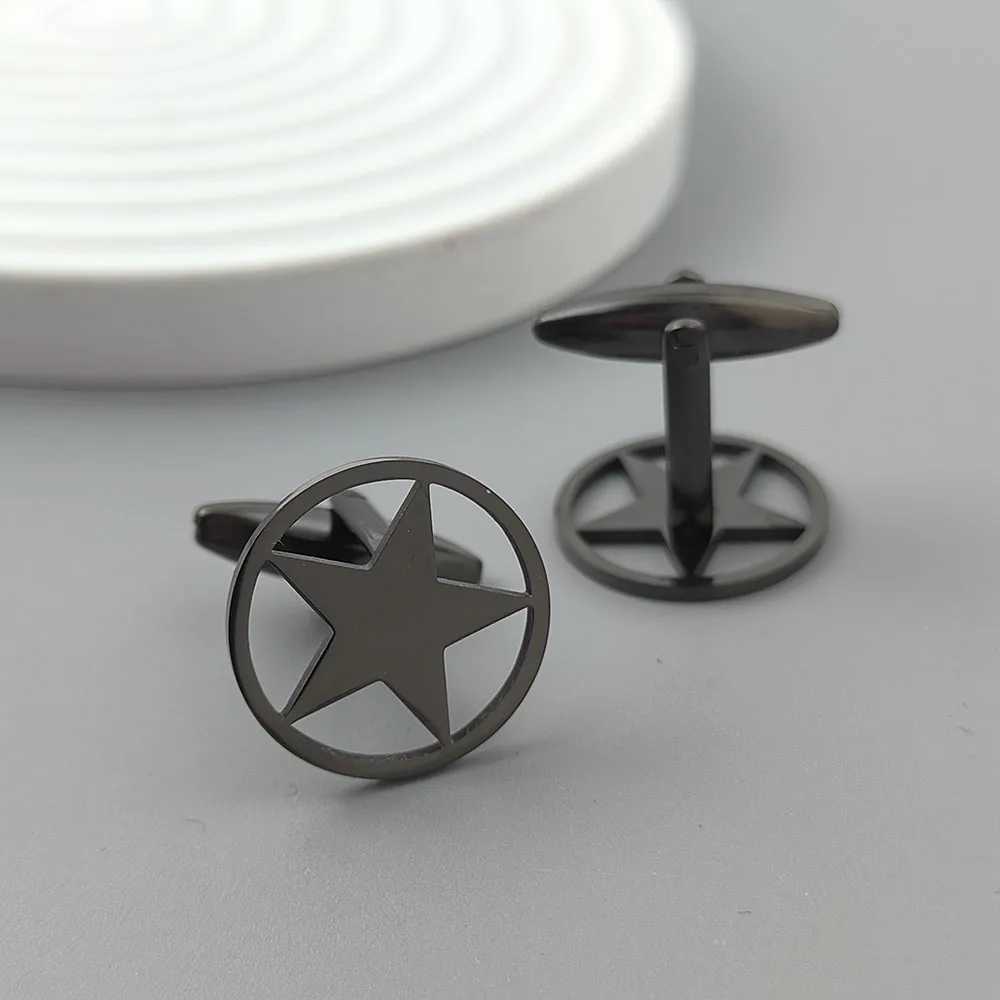 Punk style five-pointed star stainless steel 18K gold-plated cufflinks silver French shirt buttons suit wedding accessories XJ250614