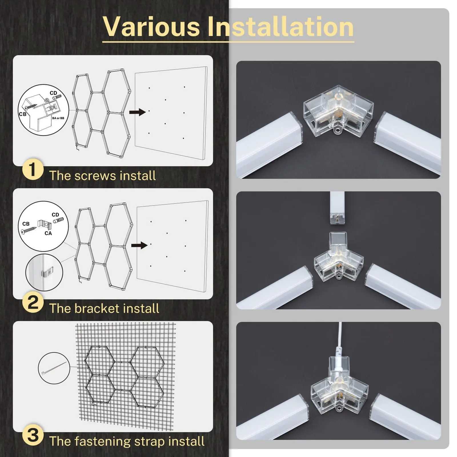 Hexagon Garage LED Lights 25 Pack 240W Garage Lights Ceiling LED Work Light Super Bright 6500K Hexagon Honeycomb LED XJ2500613