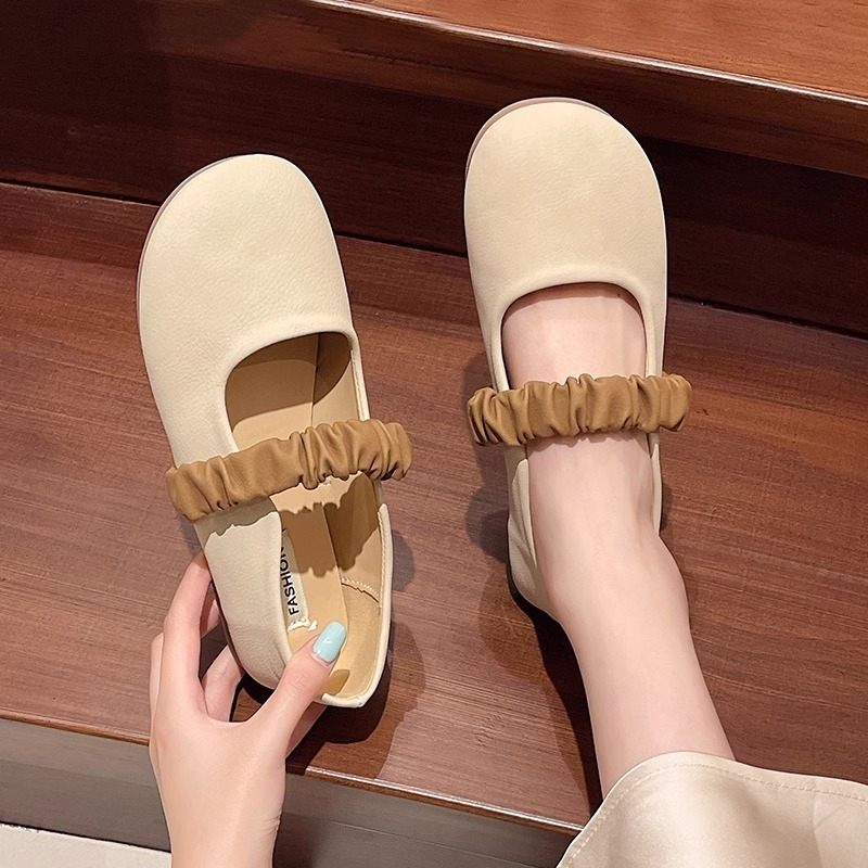 Ddmysports French Dress For Women Spring Summer New Gentle Style Evening Round Toe Shallow Mouth Soft Sole Small Single Shoes Outdoor Shoes