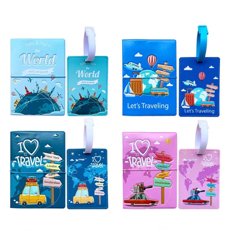 2pcsSet Passport Holder Luggage Tag Travel Protective Cover Suitcase Label Name ID Address Accessories 250614