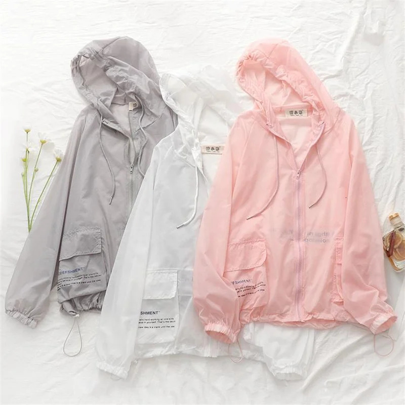 Fashion n Thin Summer Jacket SunProof Clothing Womens Korean Sun Protection Shirt Open Thread Hooded Coat Female 250611