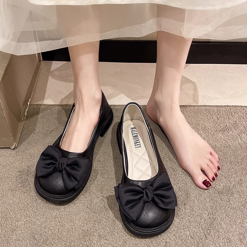 Ddmysports Gentle Style Flat New Versatile Fairy With Skirts Bowknot French Mary Jane Shoes For Women Outdoor Shoes