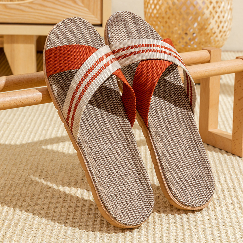 Home linen slippers, thick soled straw woven summer men's sandals, women's indoor anti slip shoes, designer sandals, women's sandals