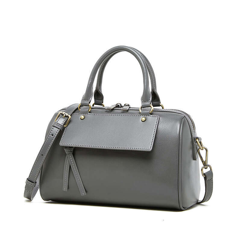 Designer Bag Winter New Genuine Leather Boston Pillow Fashion Casual Handbag Cowhide Single Shoulder Crossbody Women S Bag