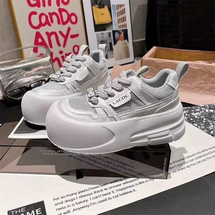 Ddmysports Summer Height Increasing Thick Sole Chunky Sneakers For Women New Breathable Casual White Ins Super Comfortable Platform Shoes Outdoor Shoe