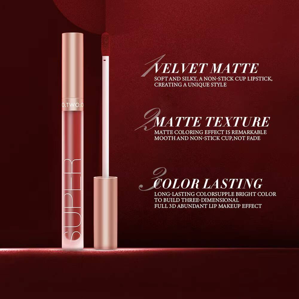 Wholesale O.TWO.O Lipstick Gloss Makeup Waterproof Velvet 12 Colors Liquid Stick Matte Long Lasting Sexy Red Lip Tint happy