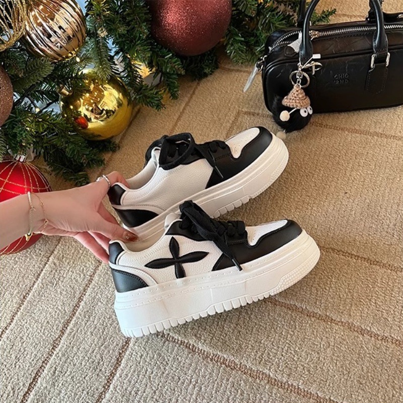 Ddmysports Korean Style Casual Sports Sneakers Women Spring Internet Celebrity Height Increasing Versatile Breathable Thick Sole Bread White Shoes Out