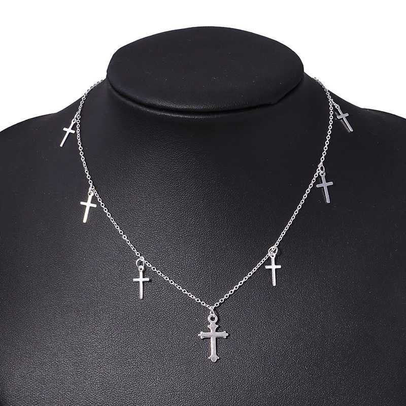 Silver Color Cross Necklaces Pendants for Women Choker Clavicle Chain Jewelry Femme Bijoux Collares Z250614