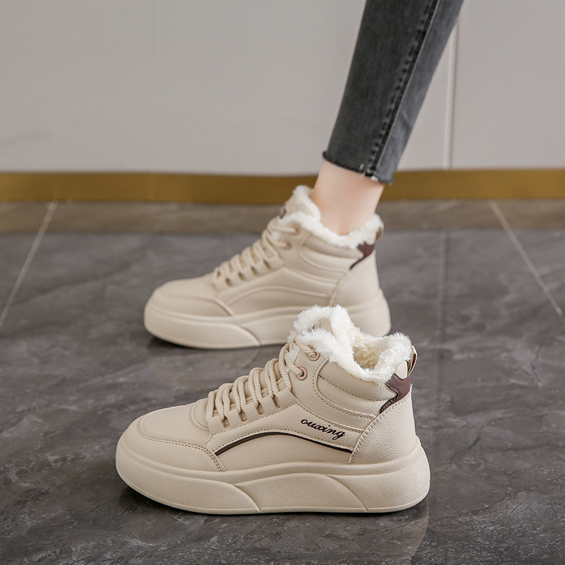 Ddmysports Snow Boots Winter New Fleece Lined Thickened Warm Versatile Large Cotton Women S Sports Sneakers White Shoes Outdoor Shoes