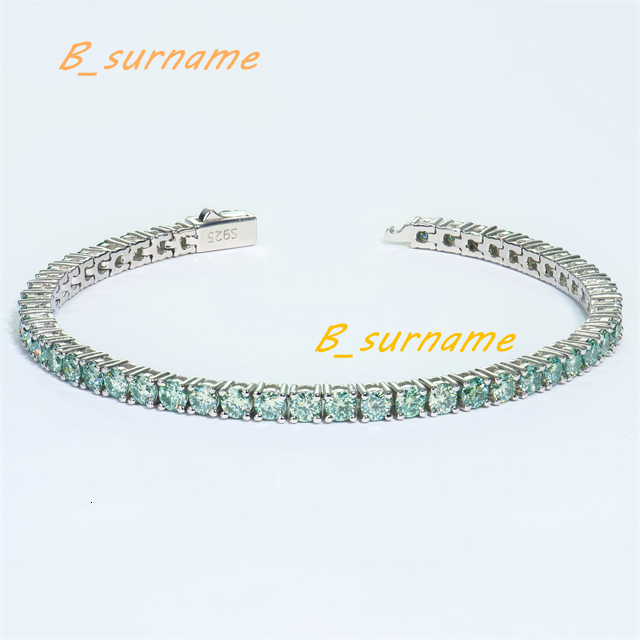 classic 3mm moissanite tennis chain bracelets for unisex blue green champagne black color moissanite gemstone bracelets for girl