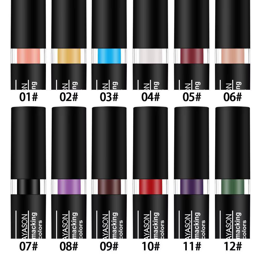 Matte Black White Stick Base Color Palette Lasting Waterproof Ingestive Paint Green Purple Lipstick Christmas Halloween happy