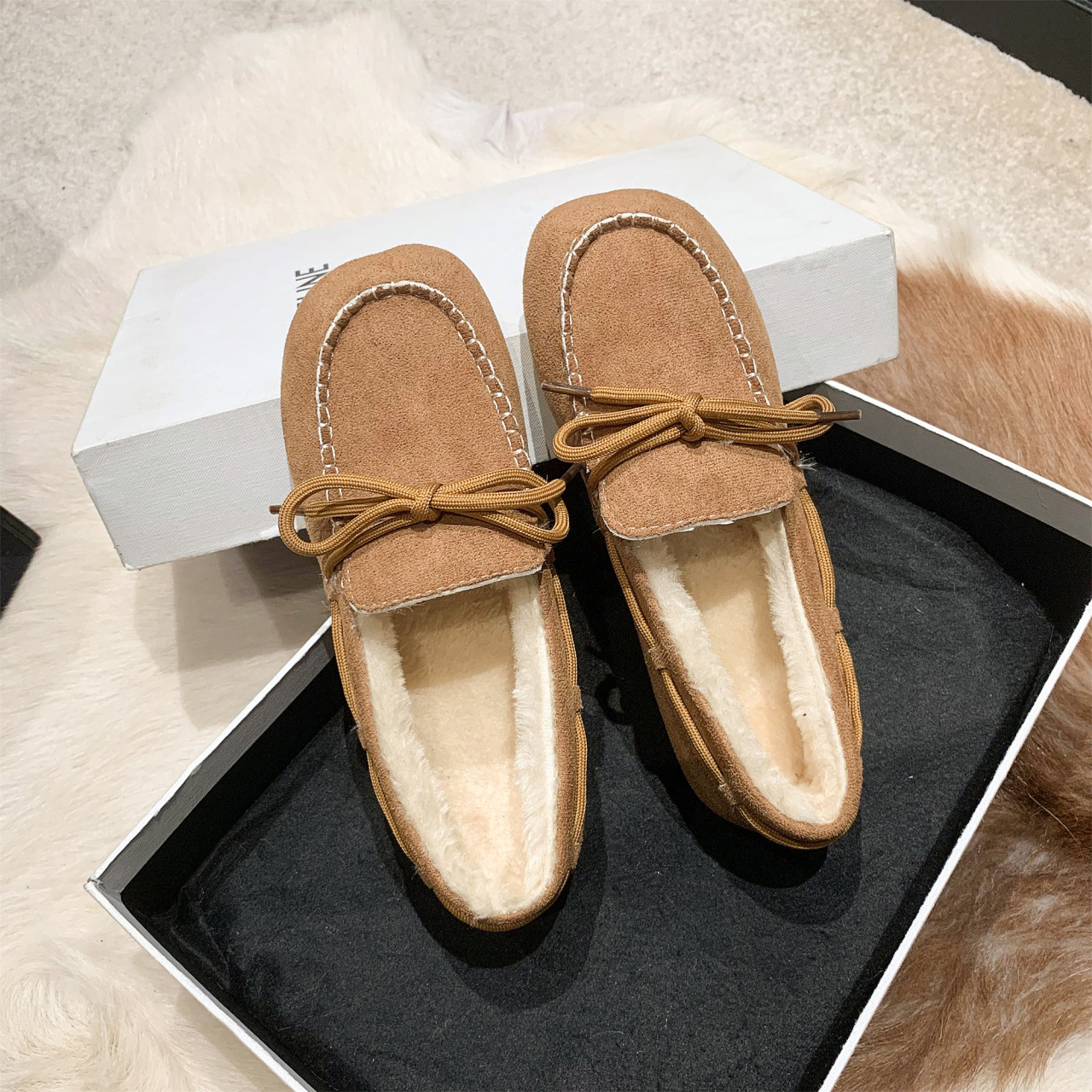 Ddmysports Slip On Fleece Lined Thickened Loafers Autumn Winter New Non Cotton For Pregnant Women And Moms Flat Shoes Outdoor Shoes