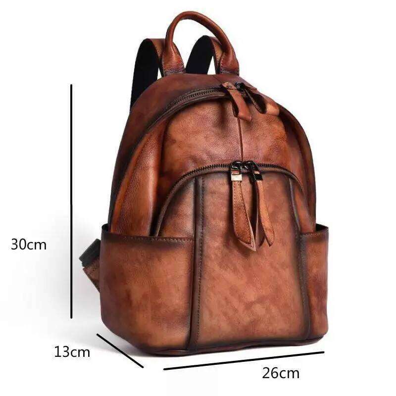 Johnature 2025 New Handmade Genuine Leather Backpack Retro Women Bag Leisure Real Cowhide Large Capacity Travel Backpacks