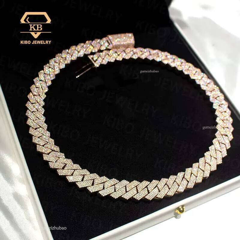 Real Laboratory Mossanite Jewelry Iced Necklace Men's Rap Singer Pure Sier Moissanite Cuban Chain