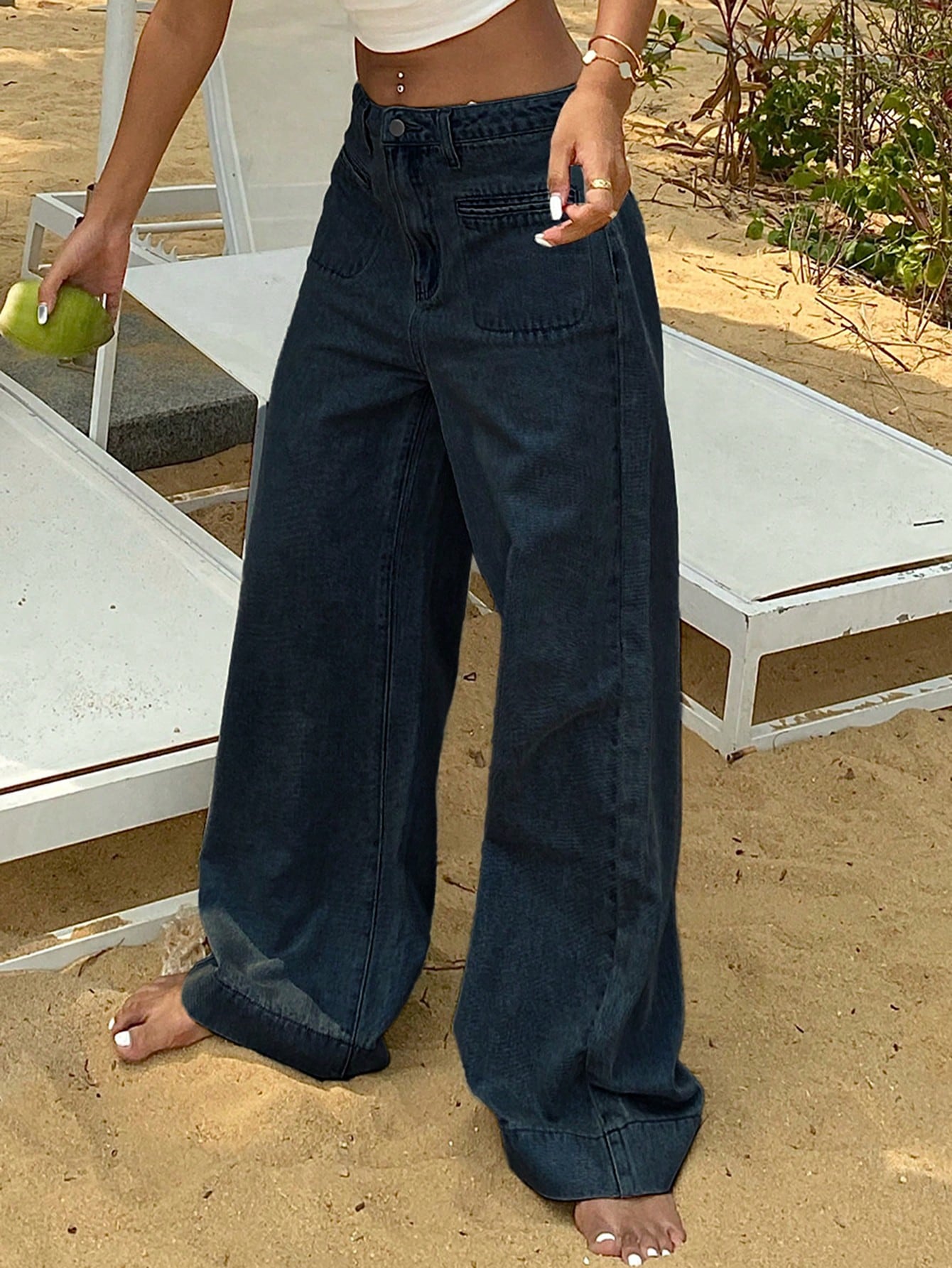 Spring and Summer Ladies' Fashionable and Versatile Wide-leg Denim Pants