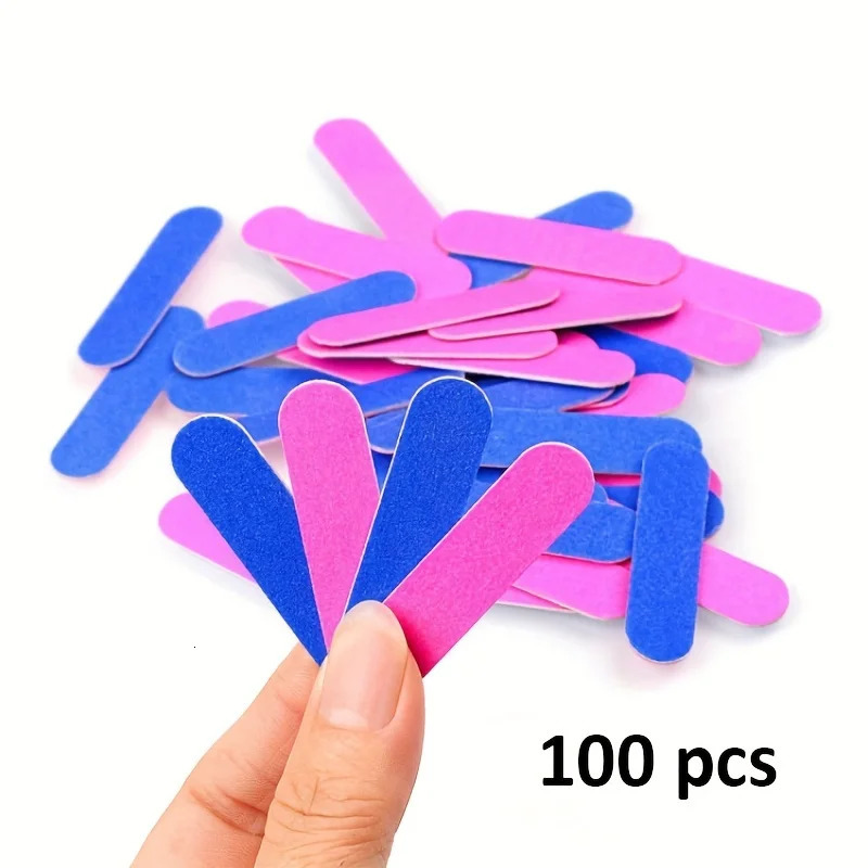 100pcs Double Side Nail Files Mini Wood Sanding Buffer Block Set For Gel Polish Manicure Pedicure Salon Nail Art Tools 250605