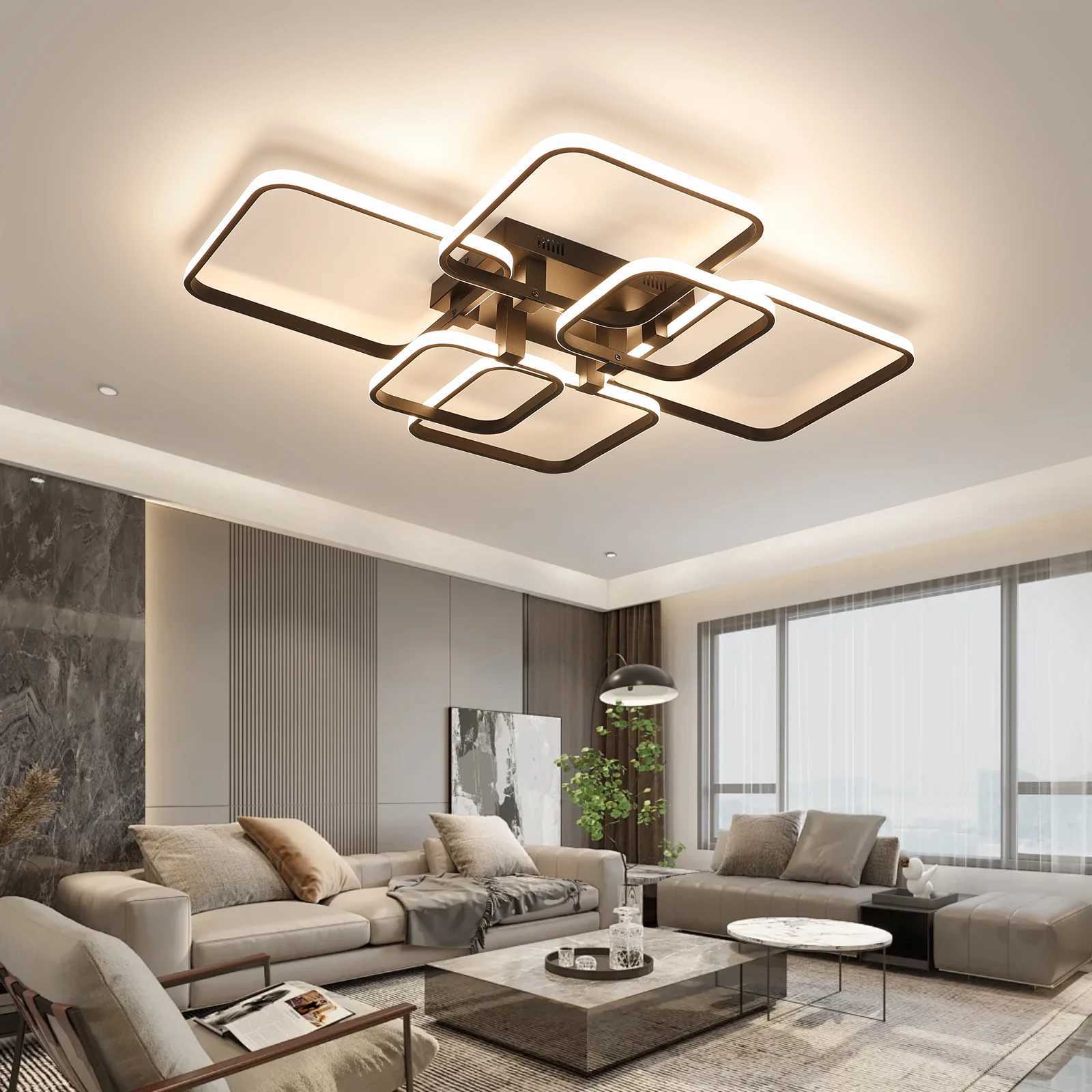 Modern LED Ceiling Light with Remote Control Dimmable Chandelier for Living Room Bedroom Flush Mount Lighting Fixture IndoorXJ2500613