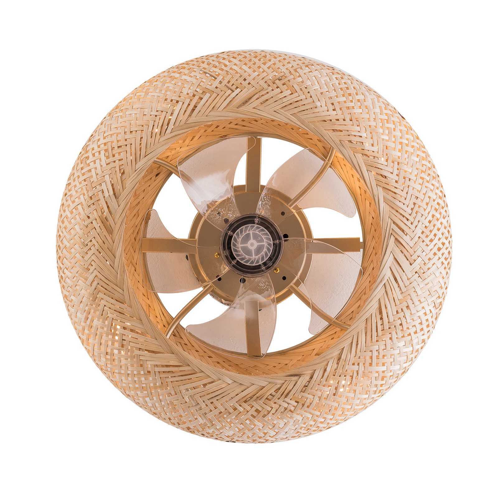 Modern LED Ceiling Fans With Light Bamboo Rattan Hand-Woven Retro Ceiling Lamp With Fans Remote Control 110V XJ2500613