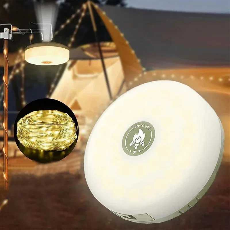 Outdoor Camping Light 4-in-1 LED Outdoor Reel String Lights Recyclable Camping Lamp Garden Tent Room Decor Atmosphere Lamp Strip W250613