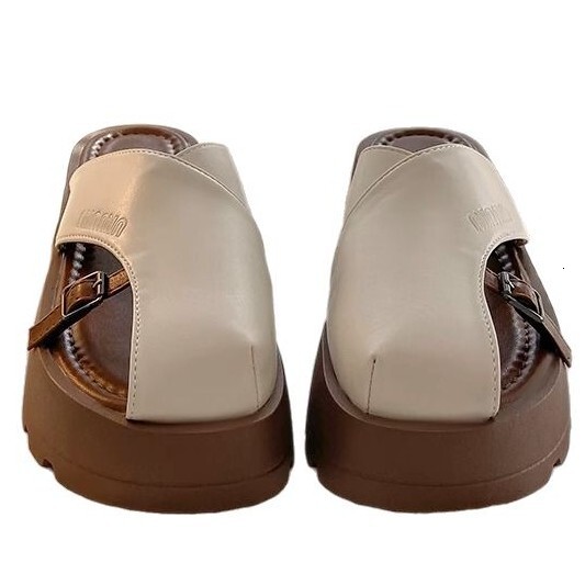 Ddmysports Spring Summer New Fashion Closed Toe Half Slippers For Women Platform Thick Sole Comfortable Versatile Lazy Beach Sandals Outdoor Shoes