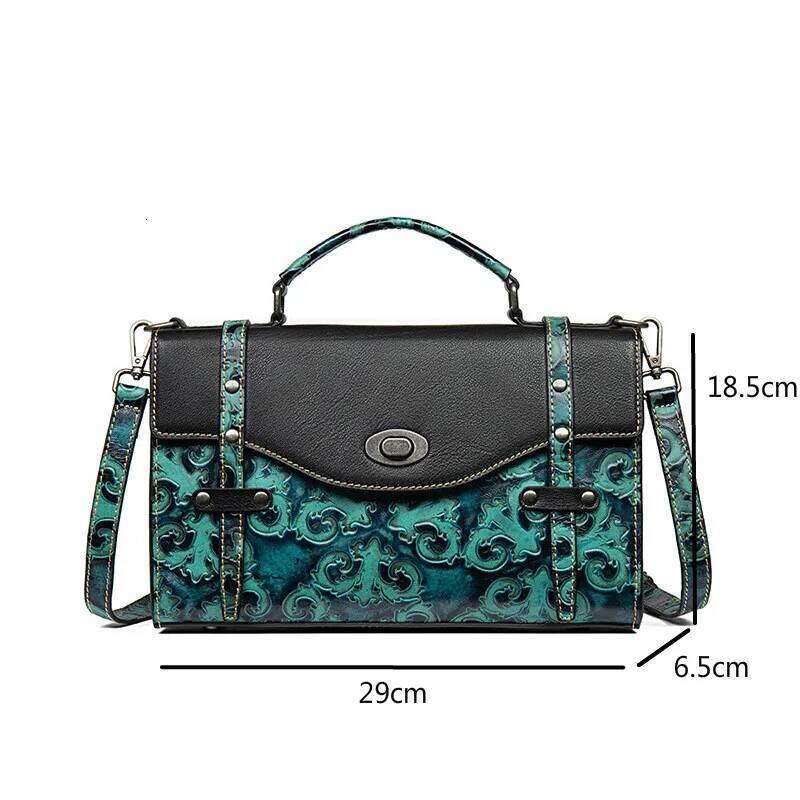 Genuine Leather Vintage Johnature Women 2025 New Handmade Emed Messenger Bag First Layer Cowhide Female Handbag