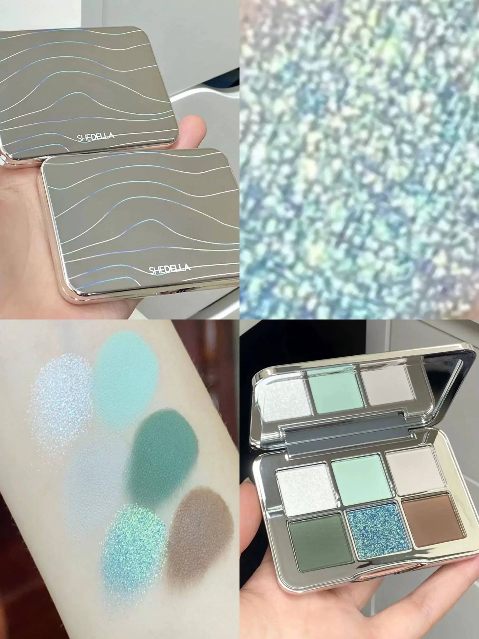 Shedella 6 Color Eyeshadow Platte Portable Shimmer Matte Pearlescent Blue Green Eye Shadow Purple Cool Snow Iceberg Natural