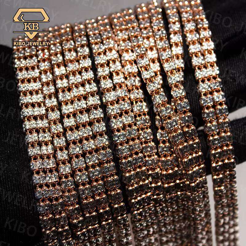 Hot Selling Moon Ice Chain 2024 New Necklace Rose And White Gold Plated 4Mm Tennis Bracelet Mens Jewelry