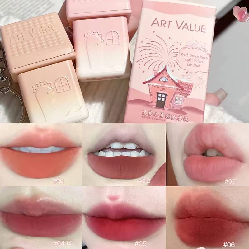 Matte Lipstick Berry Wine Soft Velvet Mud Korean Makeup Solid Gloss Non Stick Cup Lasting Moisturizing Light Lip Tint happy